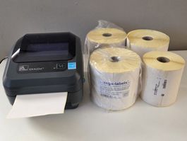 ZEBRA GK420d Etikettendrucker + 5 Rollen Etiketten