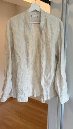 Herren Hemd MNG Slim Fit Leinen beige Grösse M guter Zustand