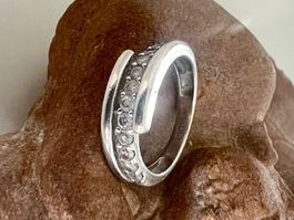Vintage Silberring 925 – Zirkonia-Reif mit Schwung - Gr. 50