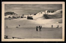 AK Inner-Arosa, Eisläufer auf zugefrorenem See