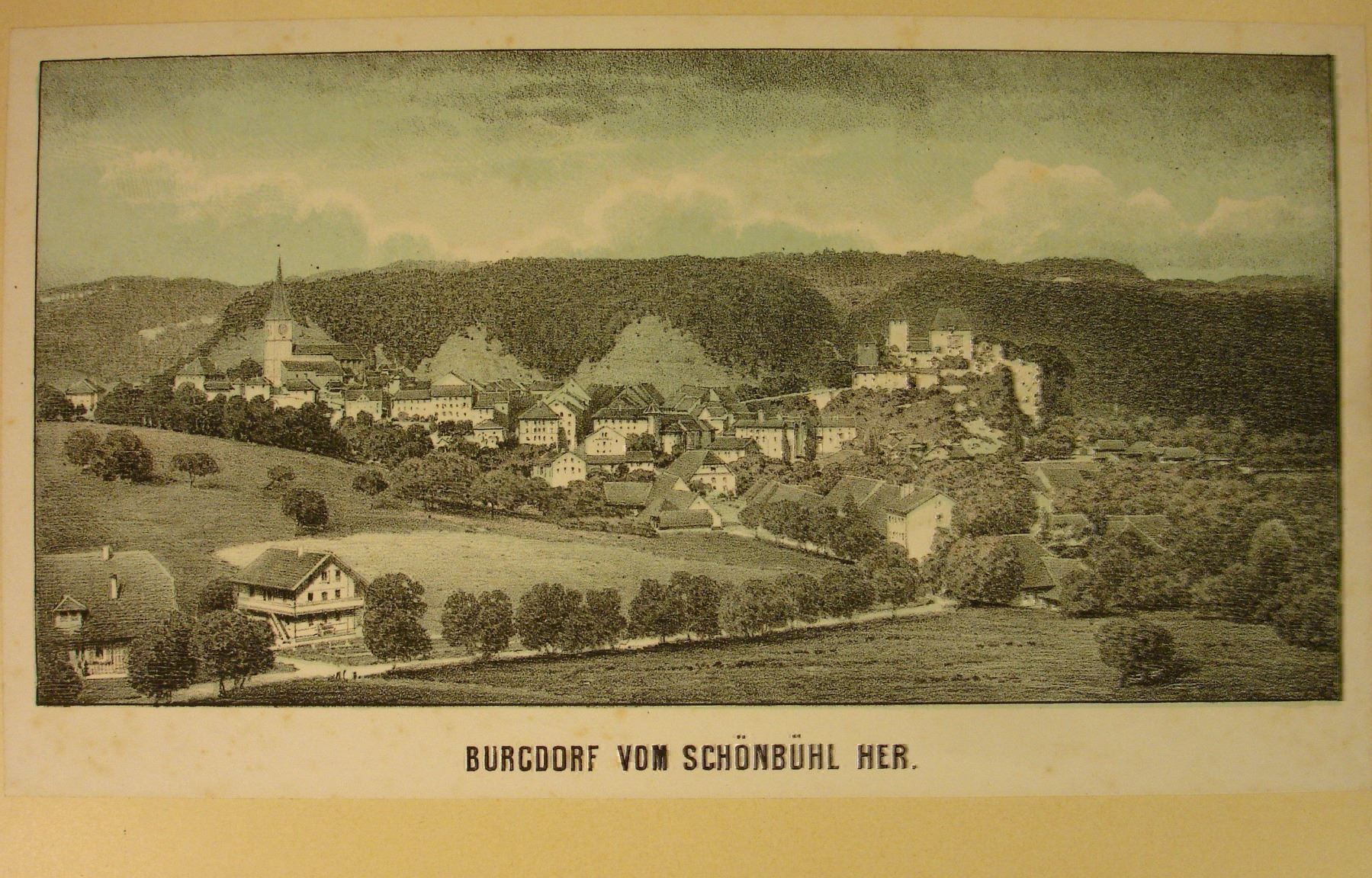 Grafiken & Lithographien: BURGDORF, LITHOGRAPHIE 1855 – Gebraucht aus Grüningen von Kartensammler