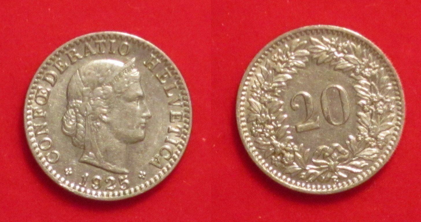 Toutes les monnaies: 20 Rappen 1925 – D'occasion à Allschwil par Coinfreak