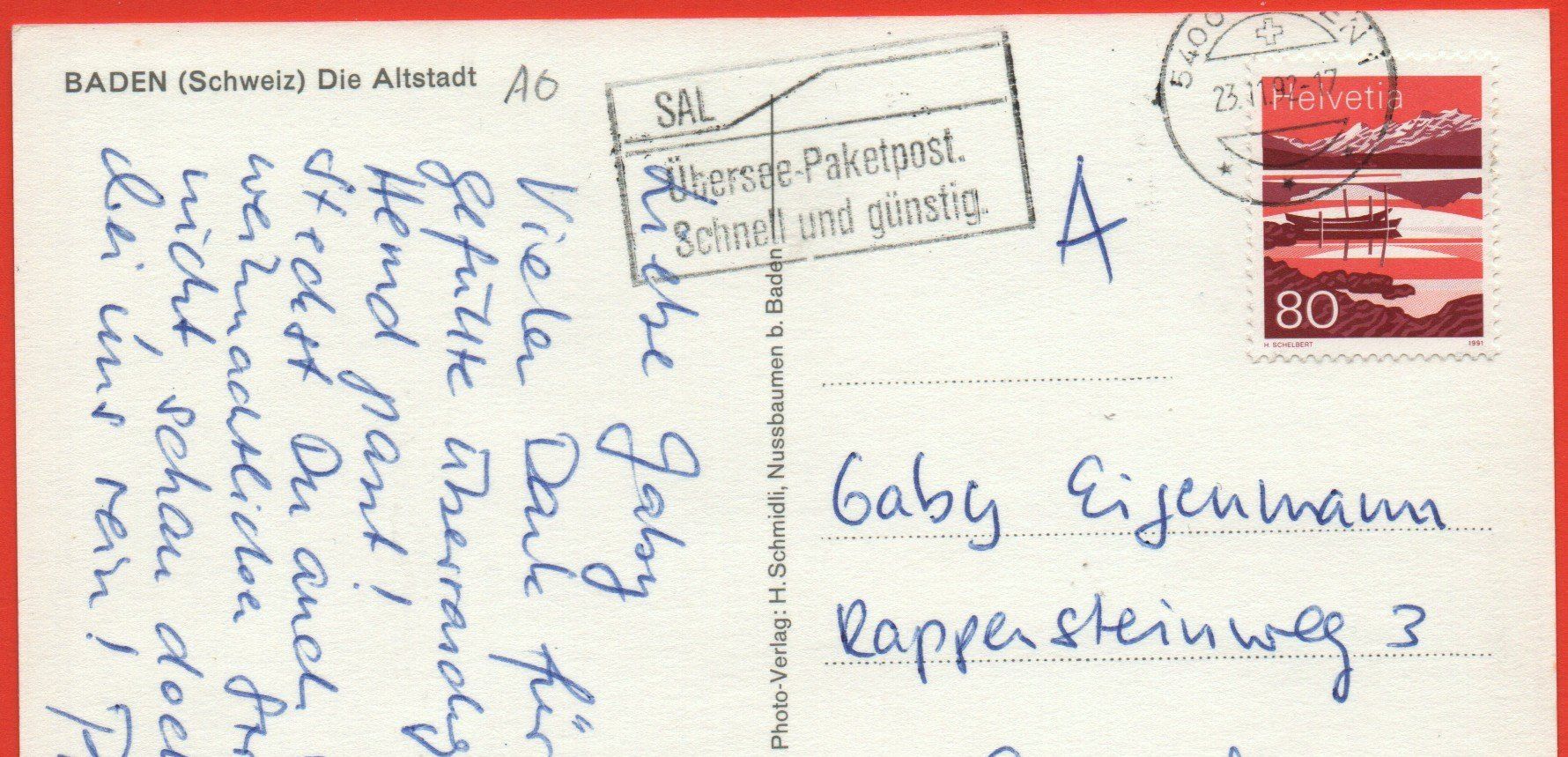 Cartoline postali: BADEN Die Altstadt – Usato da Jona venduto da philajona 1