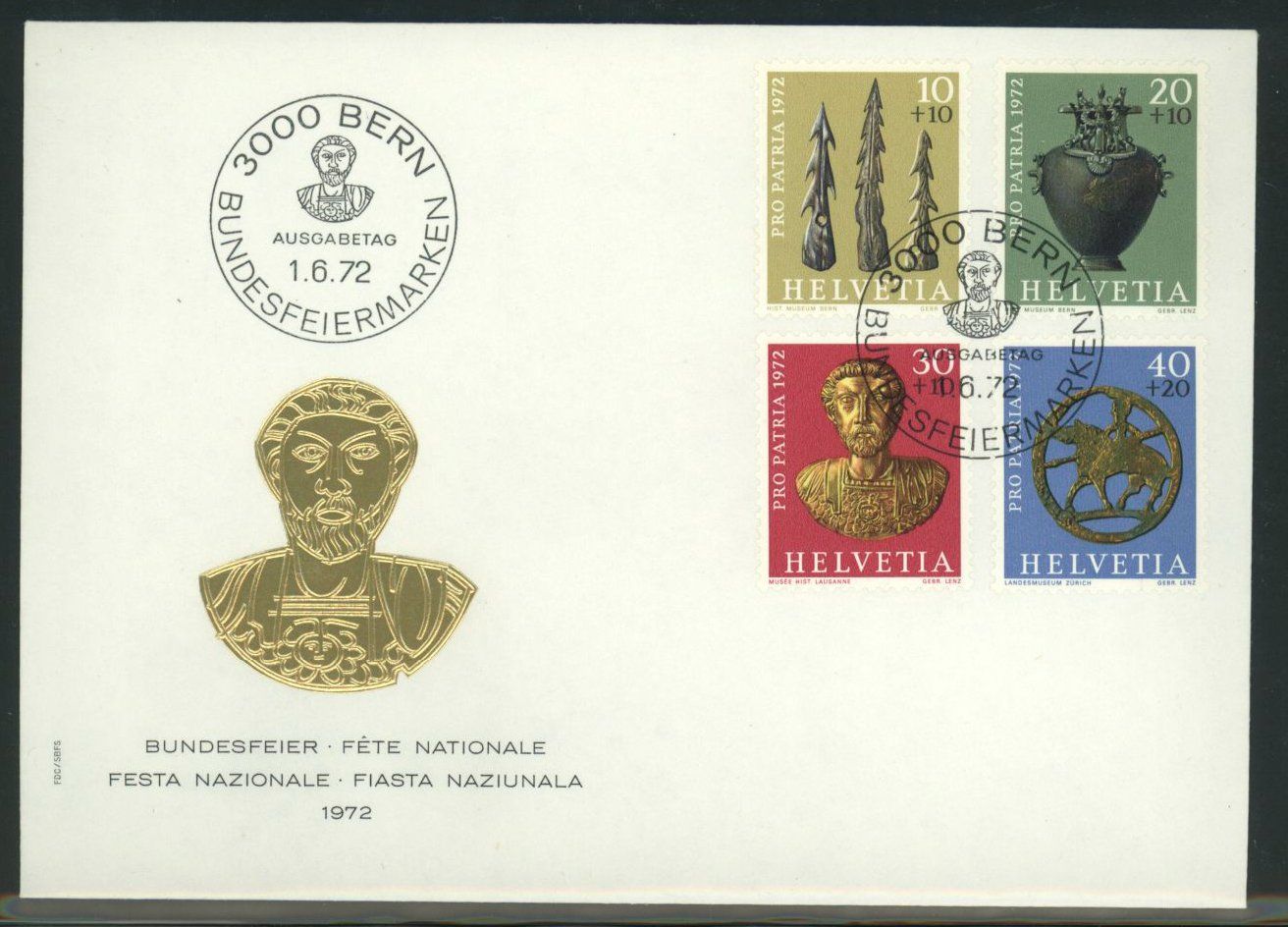 Tutti i francobolli: 1972, Pro Patria, FDC (2) – Usato da Willisau venduto da Vollstempel
