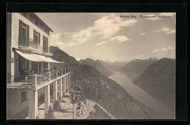 Cartoline postali: Lugano, Monte Bré, Restaurant Bellevue – Usato da Berlin venduto da bartko-reher