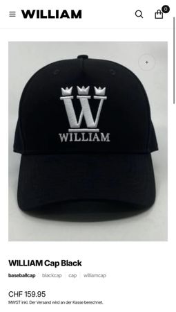 William Cap Black, Size 58cm, Unisex, Like New!