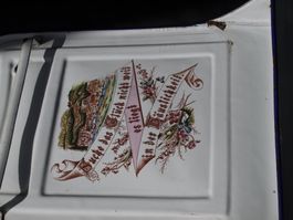 Emailschild 53x36cm(10) ca. 100 Jahre alt-Sucht das Glück...