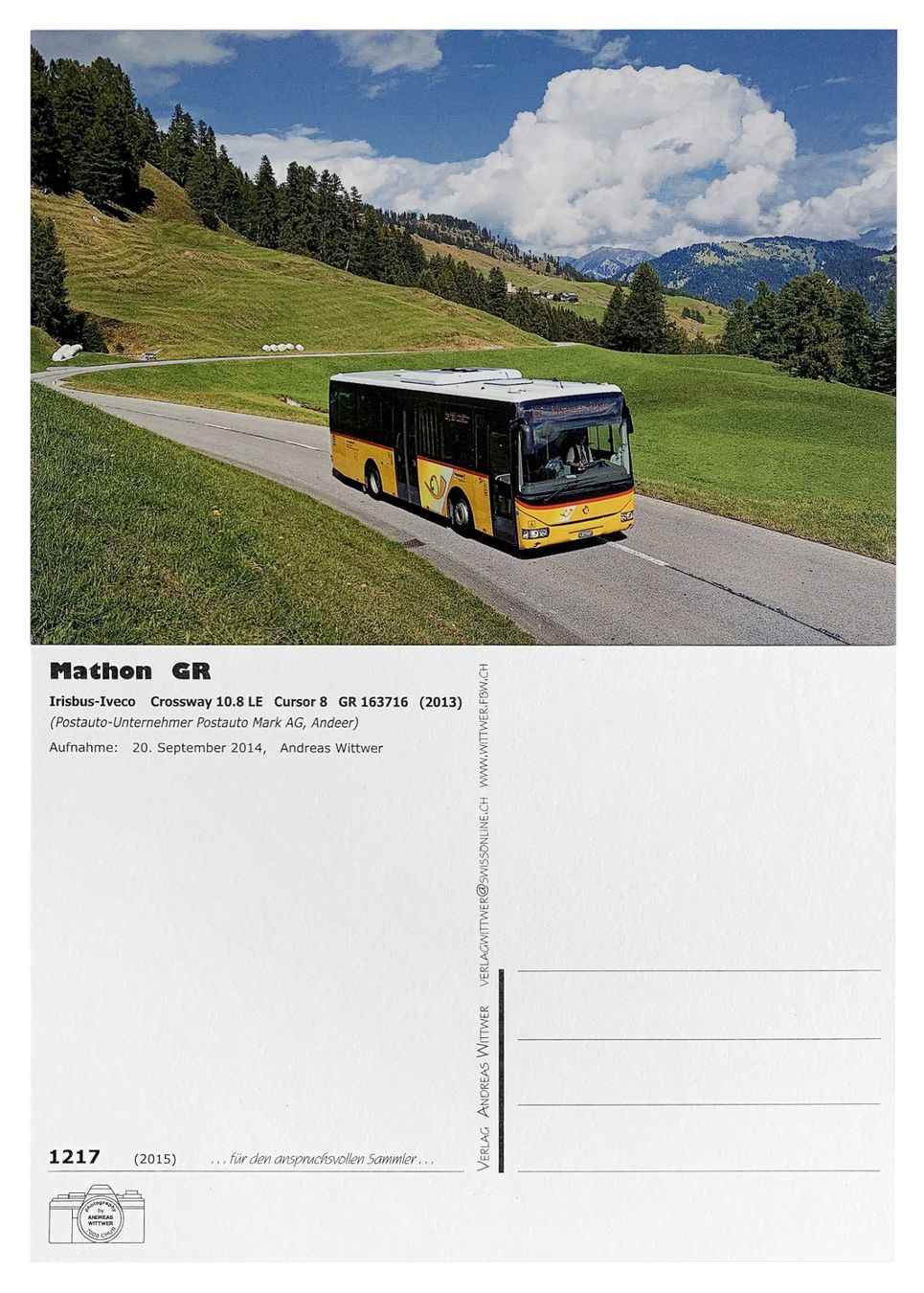 Cartoline postali: Mathon Schamserberg Zillis Andeer Postauto Irisbus Iveco – Nuovo (secondo la descrizione) da Bern venduto da AWiBe