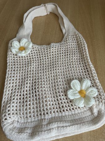 Tasche gehäkelt Blumen cremeweiss NEU Sommer ☀️🌺☀️