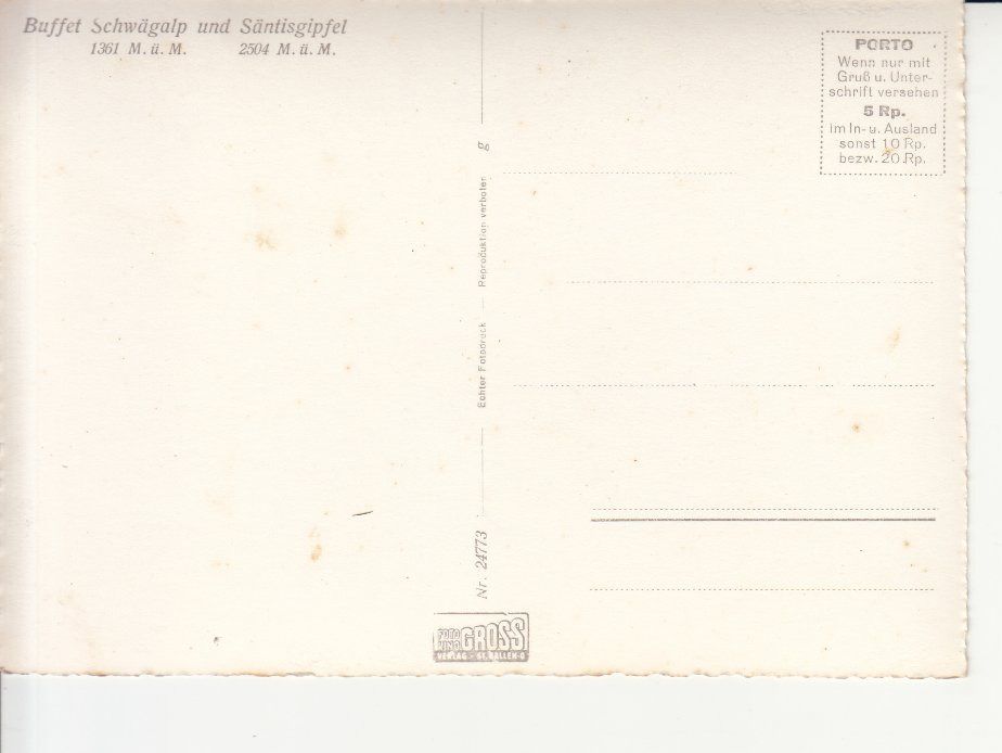 Cartoline postali: Säntis ca. 1950 – Usato da Bürglen TG venduto da StampGraf 1