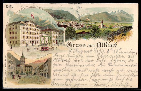 Cartoline postali: Litho Altdorf, Hotel Schlüssel, Blick z – Usato da Berlin venduto da bartko-reher