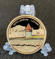 Meine Schweiz vergoldete Medaille Luzern Kapellbrücke