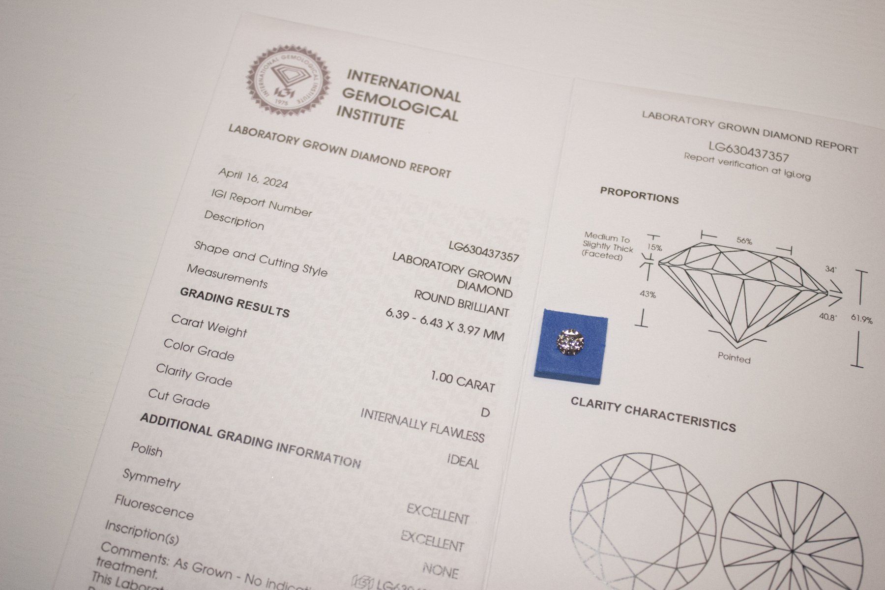 Pietre preziose: Diamant 1.00 ct D IF + Certificat IGI – Nuovo e nell'imballaggio originale da Genève venduto da Outroc.com 3