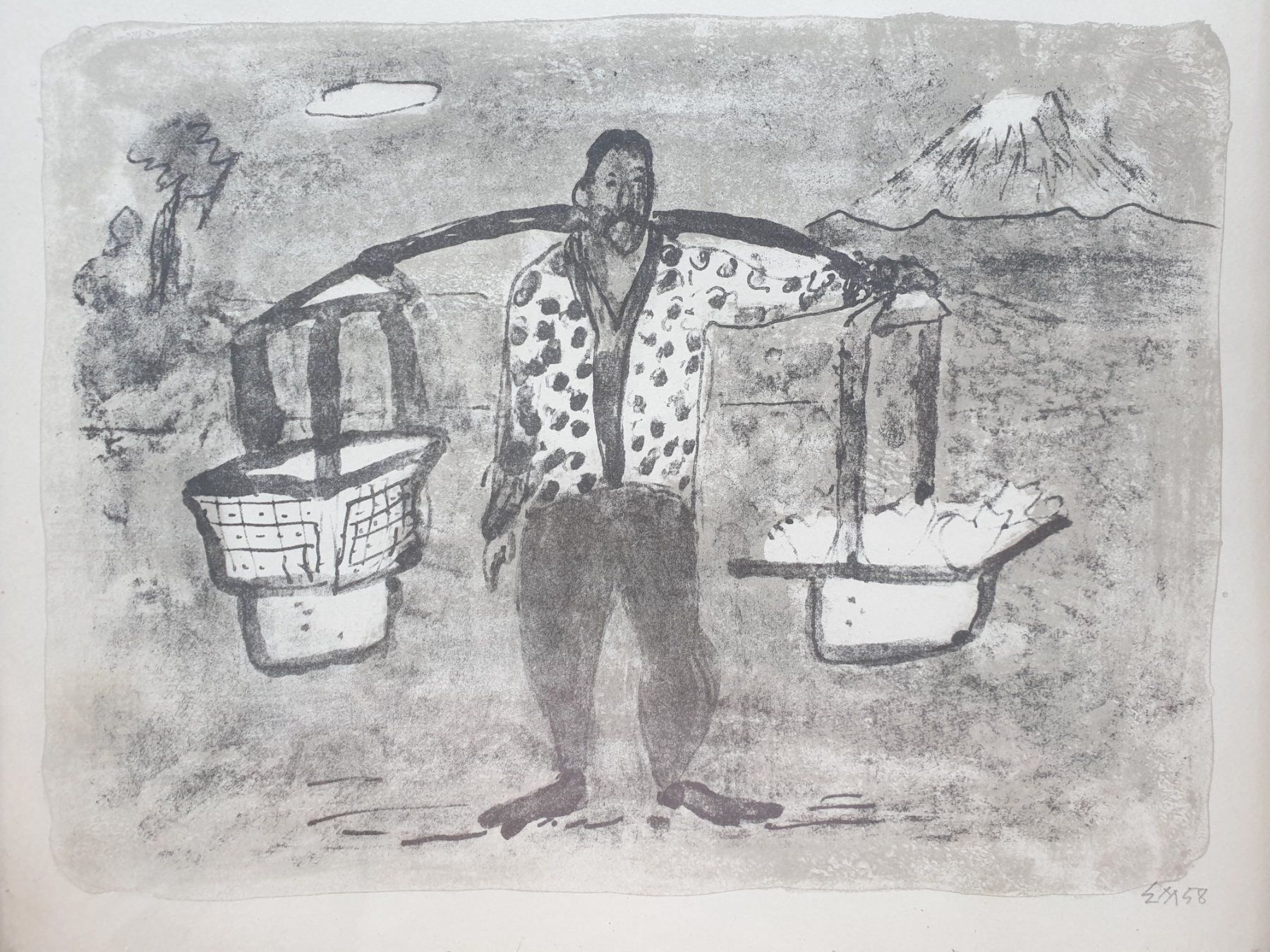 Grafica & Litografie: Lithographie mit Widmung / Ernst Morgenthaler – Usato da Zürich venduto da B-Rock 3