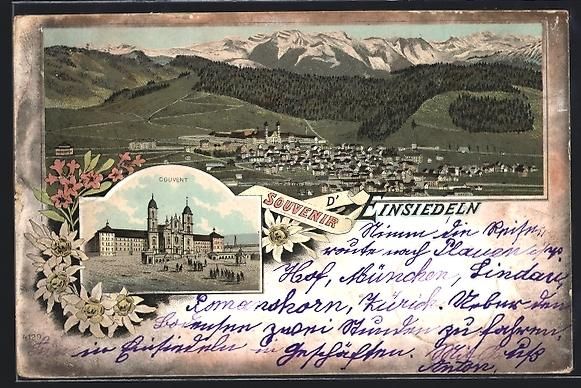 Ansichtskarten: Litho Einsiedeln, Gesamtansicht, Kloster – Gebraucht aus Berlin von bartko-reher