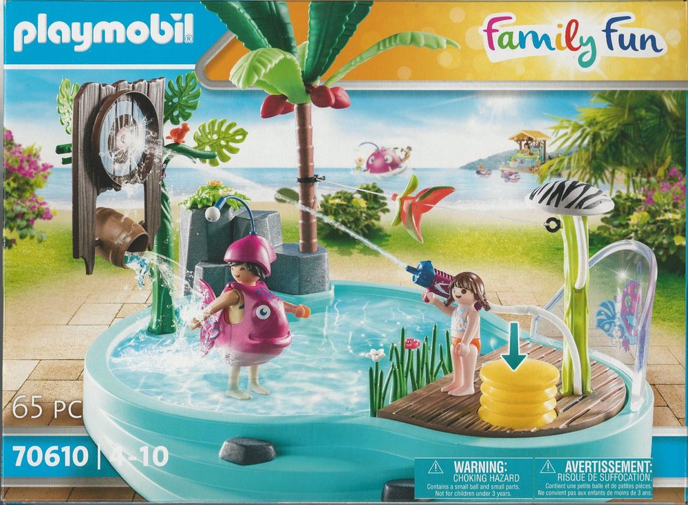 PLAYMOBIL Piscina Con Tobogán – Parque Acuático Familiar Con Ducha Funcional Y Terraza, Para Niños De 4 A 10 Años