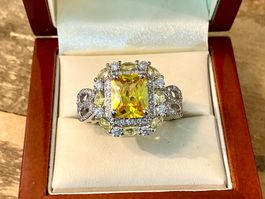 SEHR SCHÖNER RING MIT SCHMUCKSTEINE,GESTEMPELT 925,GR.62