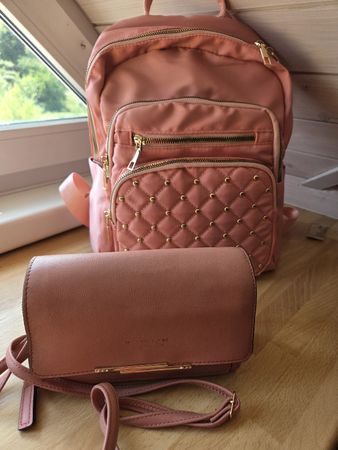 🎒👜 Pink Backpack + Matching Sling Bag – Bundle