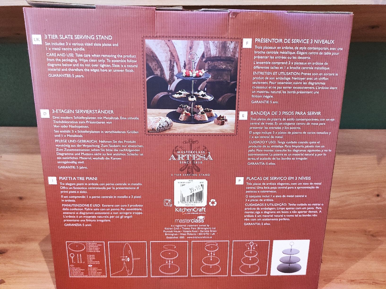Piatti di portata: Etagere 3-stufig Schieferplatten Masterclass OVP – Nuovo e nell'imballaggio originale da Triesen venduto da XSally 3