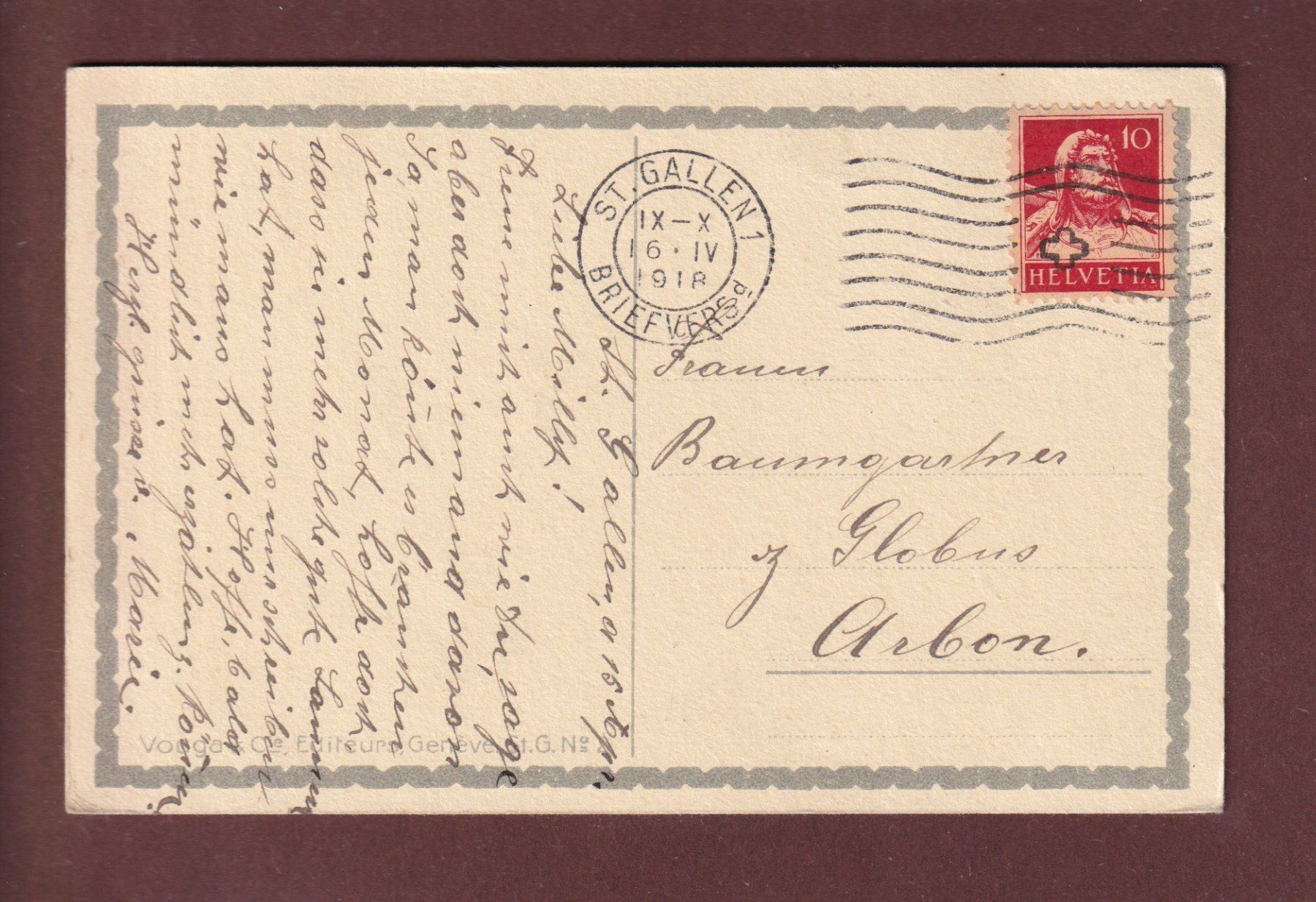 Cartes postales: ST. GALLEN - Speisergasse - 1918 – D'occasion à Pully par nicecards 1