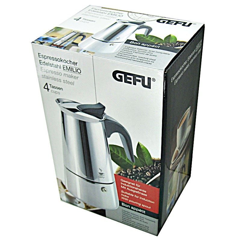 Macchine per caffè & Macchine per espresso: Kaffeekocher Emilio, 4 Tassen, Edelstahl – Nuovo e nell'imballaggio originale da Wettingen venduto da kochshop 2