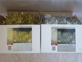 2x Lichterkette Lametta 5,5m, in silbern und gold 230V/29W