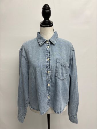 GAP Jeansbluse blau Gr. M kurz Bluse Baumwolle