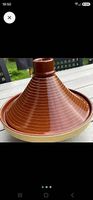 Tagine terre cuite brun avec décor rayures neuve