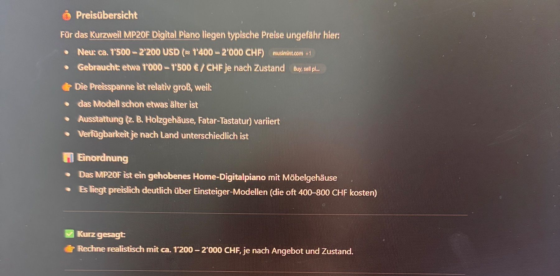 Strumenti musicali: Kurzweil MP20F Digitalpiano – Usato da Uzwil venduto da Dano95 4