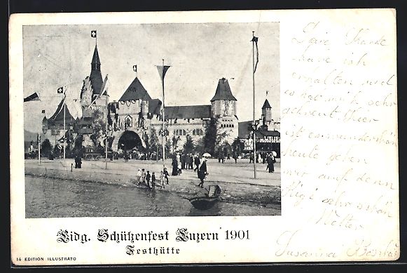 Cartoline postali: Luzern, Eidg. Schützenfest 1901, Blick  – Usato da Berlin venduto da bartko-reher