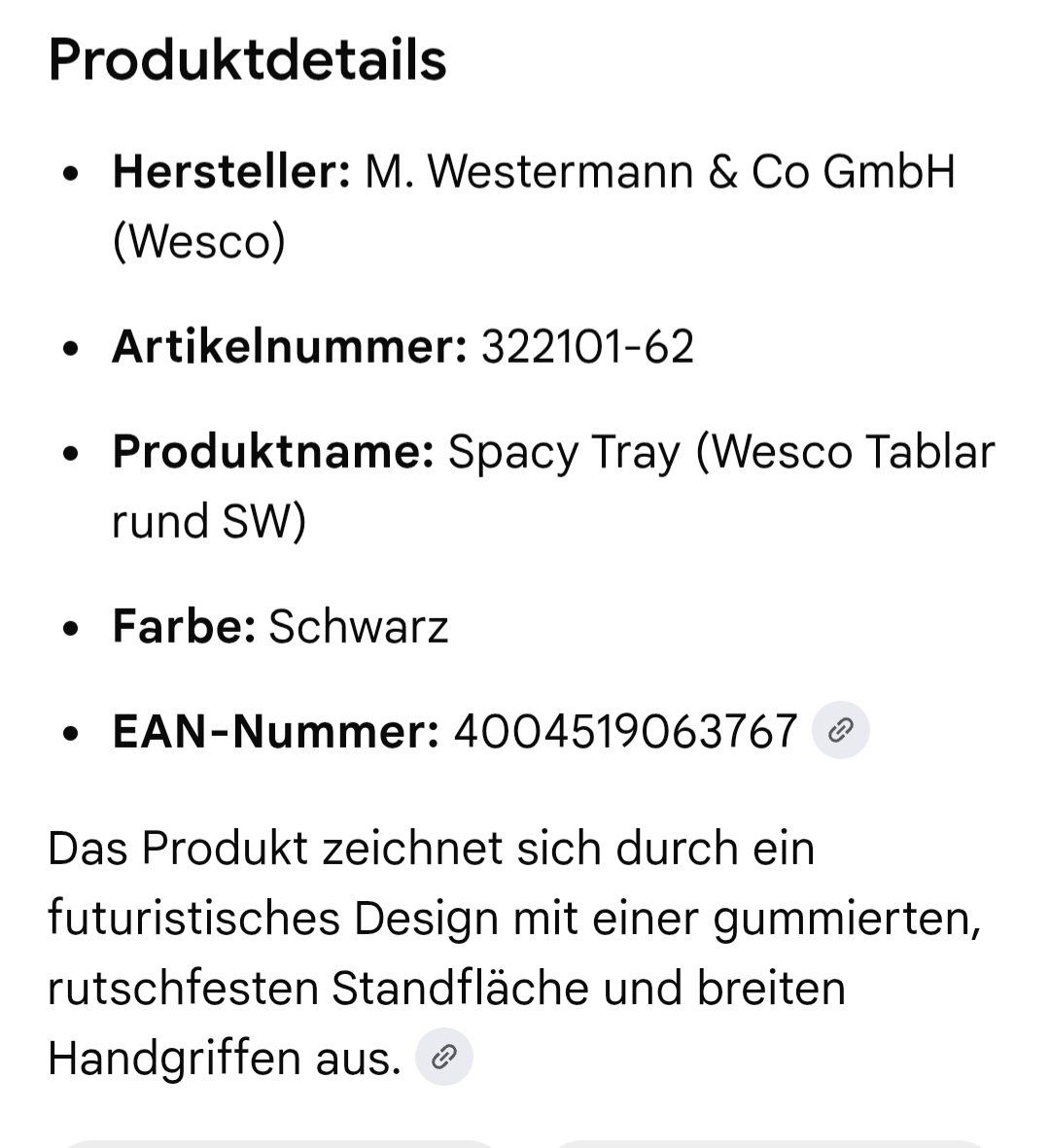 Tablet PC: Serviertablett rund schwarz Marke Wesco neu – Nuovo (secondo la descrizione) da Siebnen venduto da KiKla-Siebnen 5