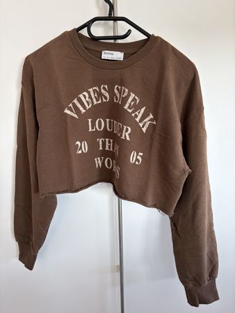 Crop Sweatshirt (braun in Grösse S) || Bershka