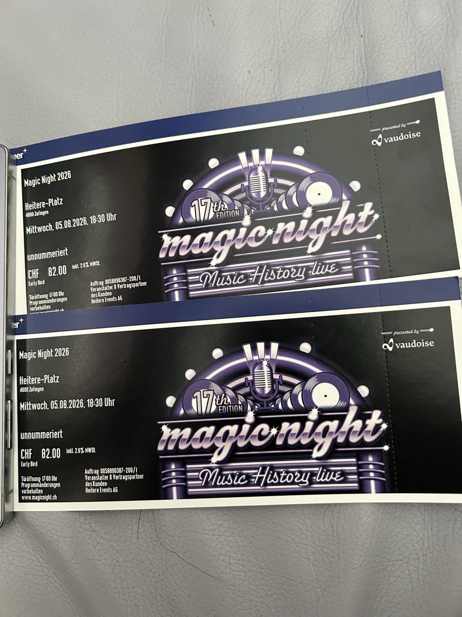 Biglietti: Magic Night 2026 Zofingen vom 05.08.2026 – Nuovo (secondo la descrizione) da Kölliken venduto da smile062