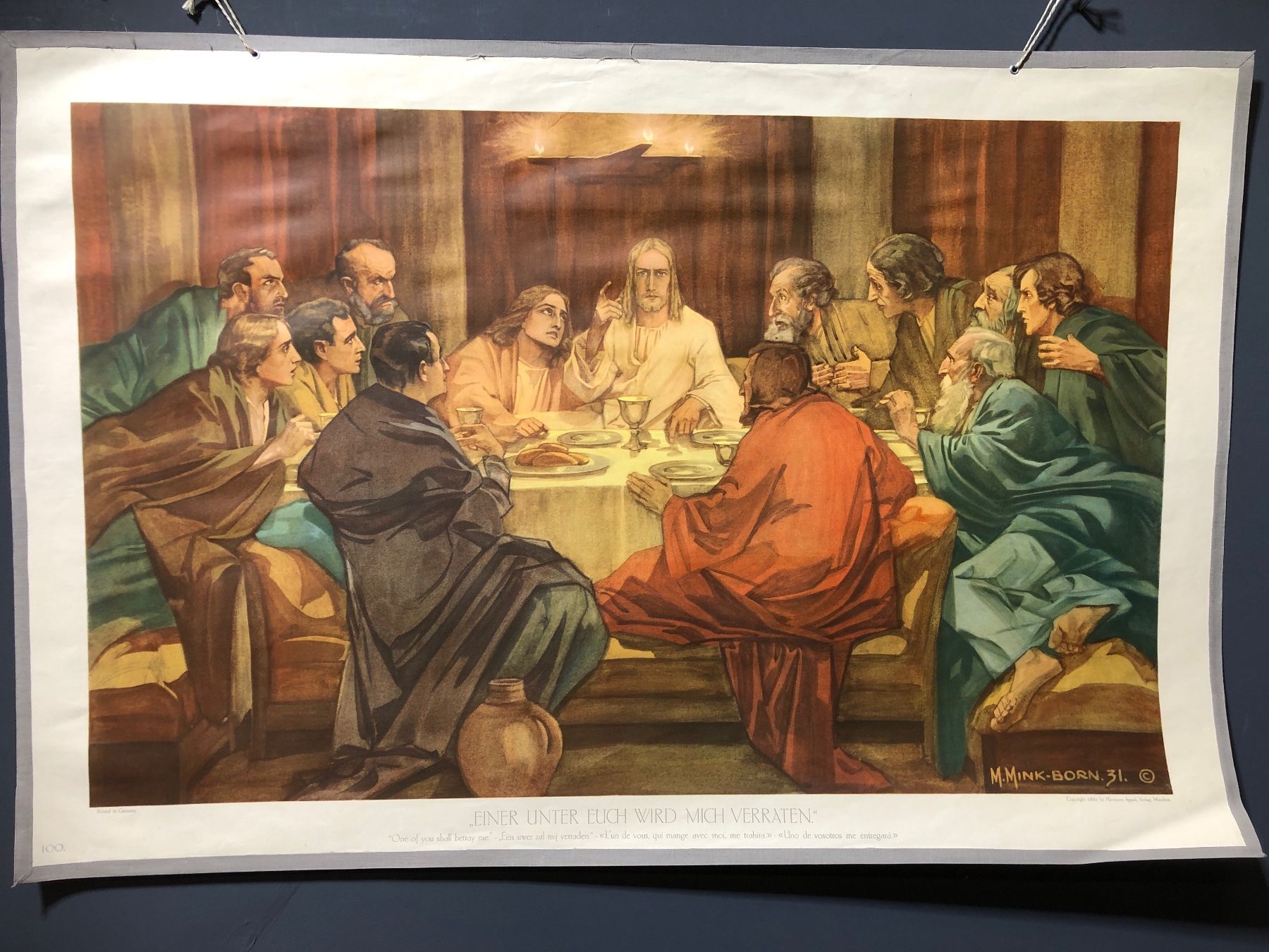 Foto & Immagini: Vintage Schulwandbild EINER UNTER EUCH WIRD MICH VERRATEN – Usato da Laufenburg venduto da industrial-silence
