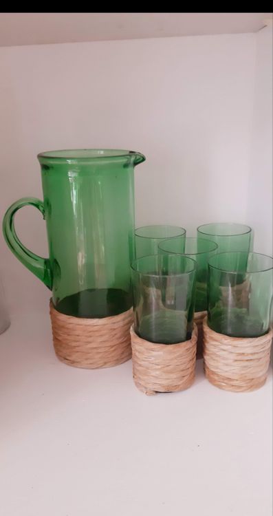 BestAlice Set di caraffe per succo di frutta, 750 ml (25 once), caraffa in vetro trasparente da comodino con tazza, caraffa per succo di frutta in vetro trasparente