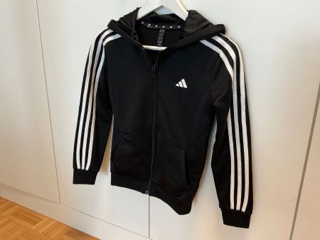 Adidas Jacke, Schwarz mit Streife, Gr. 140, Top Zustand