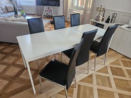 White Table - NÄSINGE Extendable table, white, 130/190x80 cm