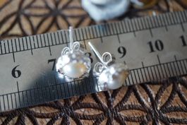 Perlen Weiss   Ohrstecker 8mm Blume Edel 925silber