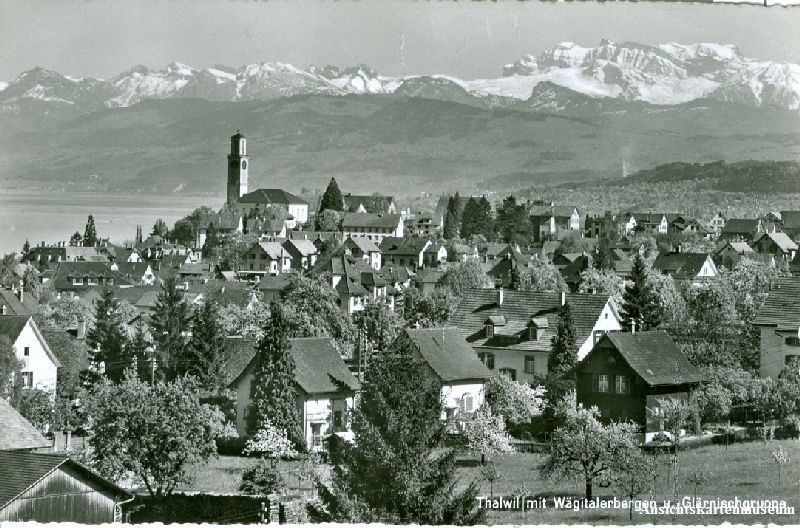 Cartoline postali: Thalwil - mit Wägitalerbergen + 1956 – Usato da Emmenbrücke venduto da teestube