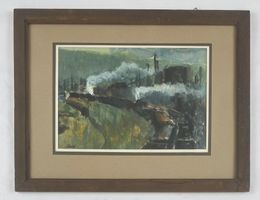 G. Beuret– Bahnhof mit Dampflokomotive