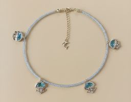 Summer Jellyfish Charm Beaded Necklace, Adjustable Length