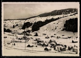 Foto-AK Unterwasser, Ortsansicht mit Skigebiet