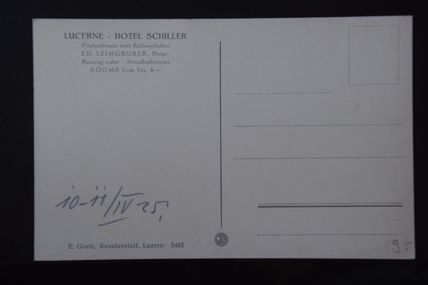 Cartes postales: AK Luzern, Hotel Schiller – D'occasion à Luzern par CH2018 1