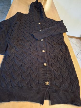 Jaquette - cardigan long à capuche noir maille tressée M