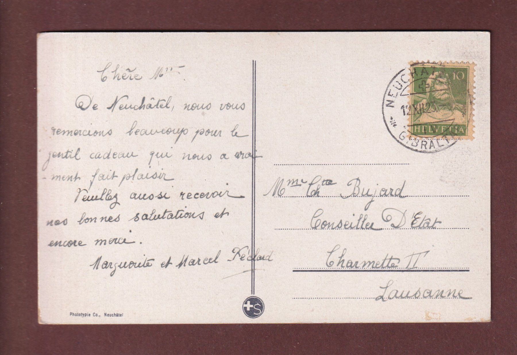 Cartoline postali: NEUCHÂTEL - Vue générale - 1923 – Usato da Pully venduto da nicecards-shop 1