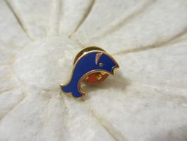 Vintage / Pin - Blauer Fisch mit Goldrand🐟✨