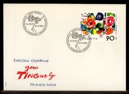 1988, FDC, Gemeinschaftsausgabe CH/F, Tinquely (Nr. 769)