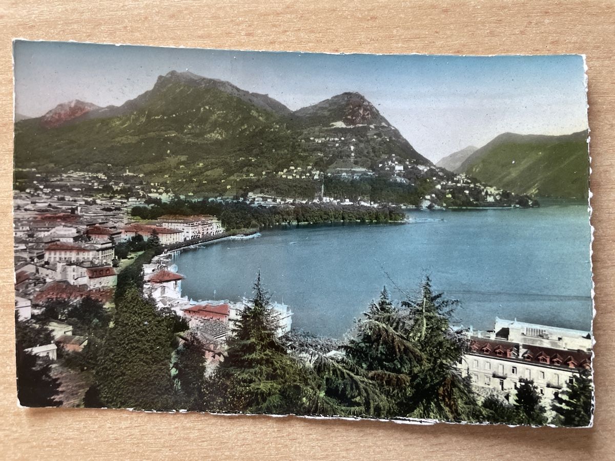 Ansichtskarten: Alte Ansichtskarte Lugano Monte Bré, 50er Jahre, farbig. – Gebraucht aus Neuhausen am Rheinfall von Arielle55