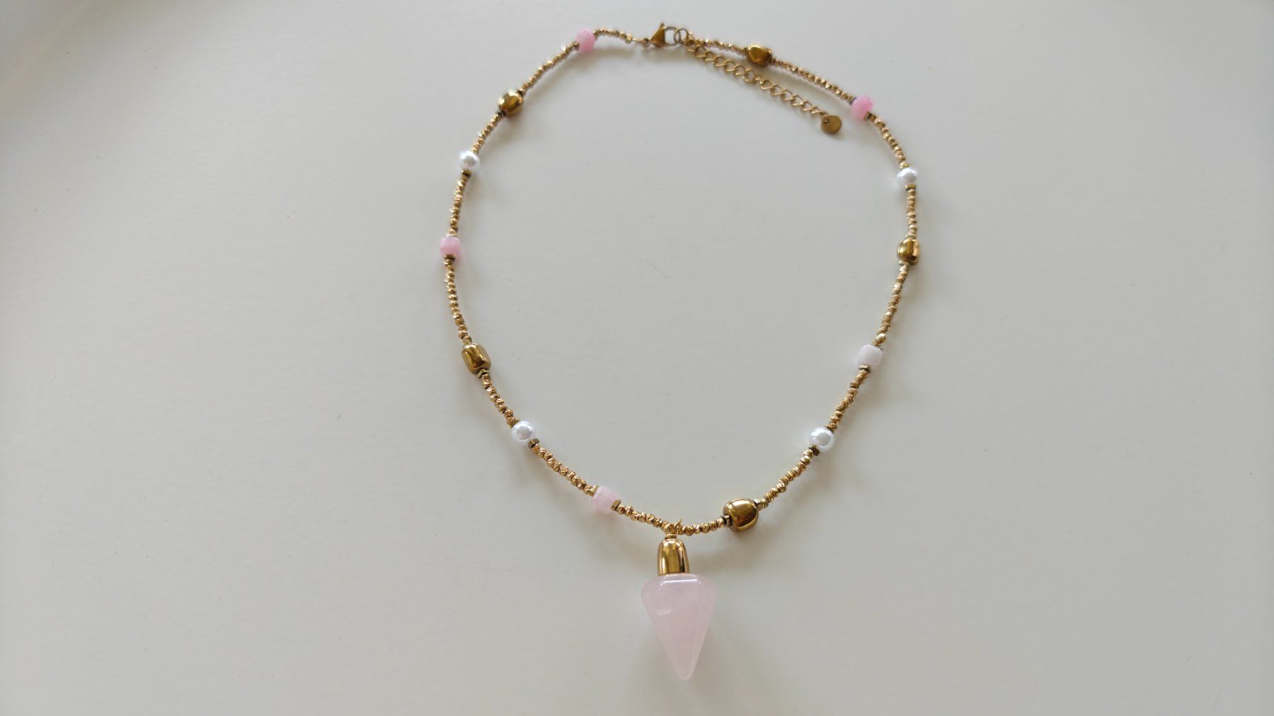 Catenine: Rose Quartz Pendulum Stainless Steel Necklace – Nuovo (secondo la descrizione) da Allschwil venduto da Jani_Banani 3