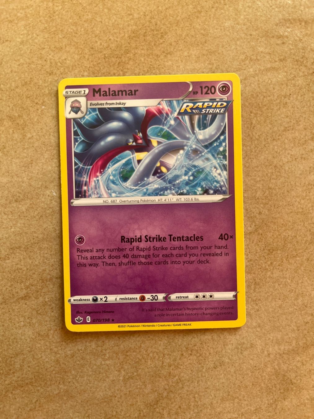 Pokémon Cartes à collectionner: Carte Pokemon Malamar - Chilling Reign - EN – D'occasion à Vernayaz par Darkfrost